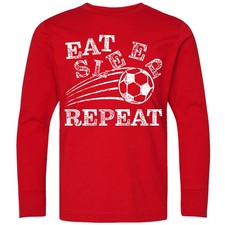Inktastic Eat Sleep Soccer Repeat Youth Long Sleeve T-Shirt Sports Ball Future picture