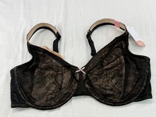 Cacique Modern Lace Unlined Full Coverage Bra 42DDD Black Nude NWT 1043820 picture