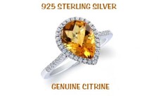 Sterling Silver Genuine Gemstone Halo Pear Cut Teardrop Ring for Women And Girls picture