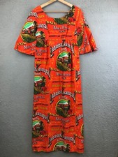 Vintage 60s Lahaina Kaanapali & Pacific Maui Hawaii Railroad Print Dress L picture