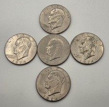 Lot of 5 Vintage 1974 Eisenhower Ike Clad Dollar Coins - Circulated picture