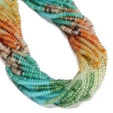 04 Multi-color Gemstone Smooth Rondelle Beads Size 2x4mm 15'' Strand picture