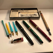 Vintage Calligraphy Lot of 14 Pens and Tips picture