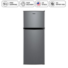 Galanz 4.6 Cu Ft 2-Door Mini Fridge with Top Freezer Stainless Steel picture