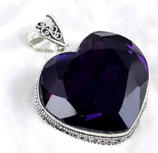 African Amethyst Heart Gemstone Handmade 925 Sterling Silver Jewelry Pendant 2