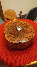 Boxing Speed Bag Platform - Fractal Burned - Solid Oak Angled Slab with 24K GOLD picture