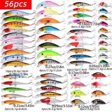 56pcs Minnow Crankbait Fishing Lures Plastic Hard Bait Artificial Baits picture