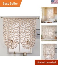 Vintage Floral Tie Up Curtain Valance - 2 Adjustable Panels for Kitchen Windows picture