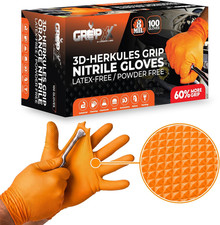Herkules Grip Heavy Duty 8Mil Nitrile Gloves,3D Raised Diamond Texture-Latex & P picture