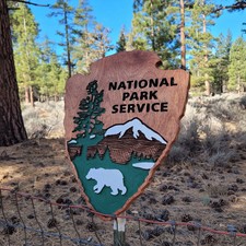 WOOD CARVED NATIONAL PARK SIGN with bear 12