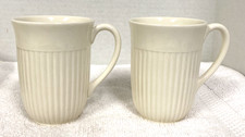 2 Vintage Wedgwood Edme Cream White Ivory Beaker English Mugs 4 1/4