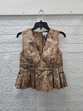New Ganni Top In Printed Cotton Burro Sz 34 picture