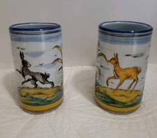 Set Of 2 Talavera Talabricense Colorful Mexican Art Pottery Hand Painted Mugs picture