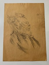 Toulouse Lautrec Drawing on paper (Handmade) signed and stamped mixed media. picture