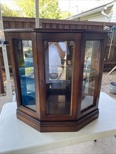 Vintage Rustic Country Wood Glass Display Curio Showcase Display Cabinet L23 picture