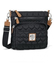 Kallista Messenger Black Quilted Crossbody Bag with Tan Trim picture
