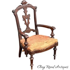 rare antique Parcel gilt walnut victorian Childs arm chair renaissance revival picture