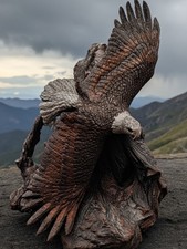 Vintage Bronze Eagle In Flight Sculpture  Cast Via Lost Wax Method picture