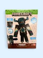Minecraft Warden Inflatable Halloween Costume Child Black Blue Jumpsuit picture
