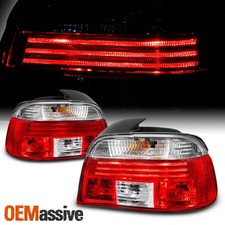 Fits 97-00 BMW E39 5-Series Sedan Red Clear Tail Lights Brake Lamps Pair Set picture