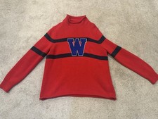 J Crew Men’s Red Letterman Mock Neck Sweater Size Large picture