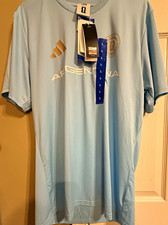 adidas Men's Argentina Soccer Jersey Short Sleeve Blue Polyester Regular Size L picture