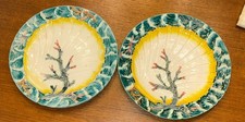 Pair Antique Old Majolica WEDGWOOD Plates Coral Nice & Beautiful Colors picture