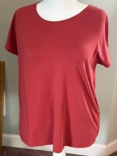 J. Jill Pima Pleated Back Tee In Cinnabar Size LT picture