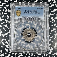 1934 British West Africa 1/10 Penny PCGS MS66 (16 Available) (1 Coin Only) picture
