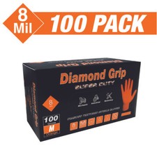 Heavy Duty Industrial Orange Nitrile Gloves with Raised Diamond Texture, 8-mil picture