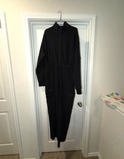 FLX Women's Black Zip Front Mock Neck Long Sleeve Stretch Knit Jumpsuit S picture