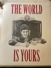 THE WORLD IS YOURS TonyMontana Scarface Realism Portrait original hand drawn art picture