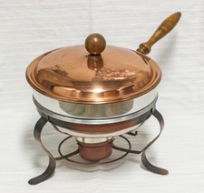 Vintage Copper Plated 5 Pc. Chafing Dish w/brass base picture