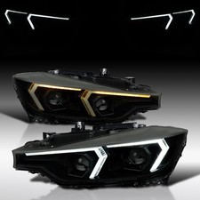 Fit 2012-2015 BMW F30 3-Series Smoke Sequential LED DRL Projector Headlights picture