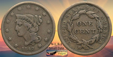 1842 Braided Hair Large Cent, N-1 Small Date, Scarce R-3, Fine+ Condition  C8793 picture