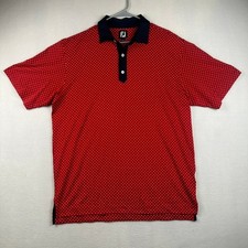FootJoy Golf Polo Shirt Mens L Red Star Print Performance Athletic Sportswear picture