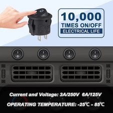 10PC 12V Round Rocker Switch On/Off 2-Pin 6A/250V 10A/125V for Car Boat RV Black picture