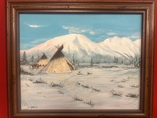 Diaz Original art Indian tent Acrylic Painting 16x20  landscapes ooak.  picture