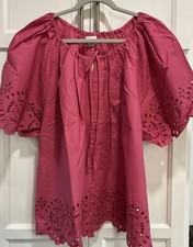 NWT A New Day Pink Eyelet Blouse Button Front Cottage-core Feminine Plus Sz 2X picture