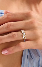 1.20TCW Marquise Lab Created Half Eternity Engagement Ring 14k Solid Yellow Gold picture