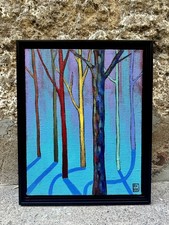 Abstract night Landscape 16x20 Original Oil Painting Framed contemporary   picture