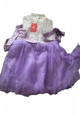 Girls Size 6 Purple Tulle Tutu Dress White Lace Bodice Long Sleeve Princess picture
