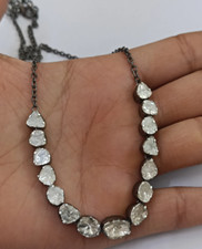 Victorian Rosecut Polki Diamond Necklace 925Silver Vintage Wedding Polki Jewelry picture