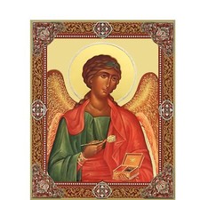 Archangel Raphael Icon Wooden Icon Gold Foil 3 inch picture