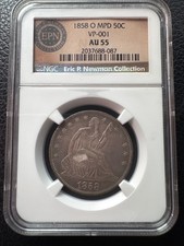 1858 O MPD 50c. VO-001. AU55 picture