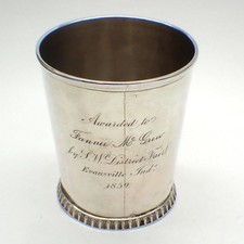 Antique Mint Julep Cup Coin Silver Gale and Willis 1859 Inscribed picture