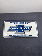 Vintage Paul Kitchen Chevy Trucks Dealer License Plate Waynesboro TN  Chevrolet picture