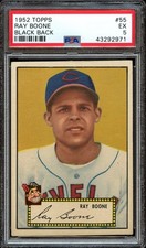 1952 Topps #55 RAY BOONE Black Back PSA 5 picture