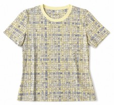 Authentic HERMES Bolduc au Carre T-shirt crew neck cotton Yellow Blue 38 W/tags picture