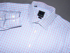 David Donahue Trim Fit Plaid Long Sleeved Button Up Dress Shirt Men's 17 - 34/35 picture
